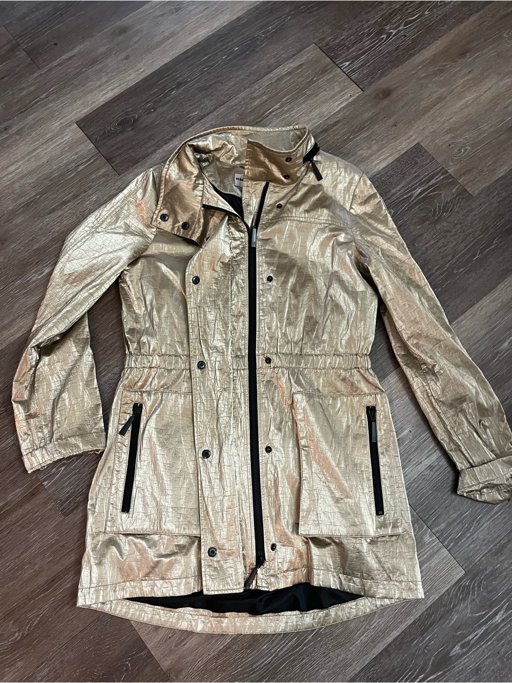 NIKKI JONES MONTREAL Metallic Gold Jacket Parka Coat | Size S Small - Picture 6 of 12